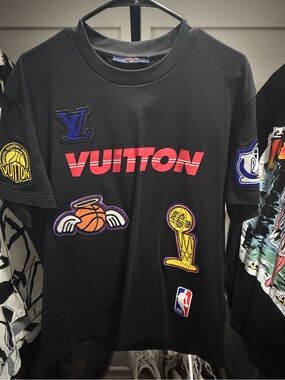 Louis Vuitton Black Tee Multi-Color Patches